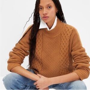 GAP Chunky Mock Neck Sweater in Camel Brown